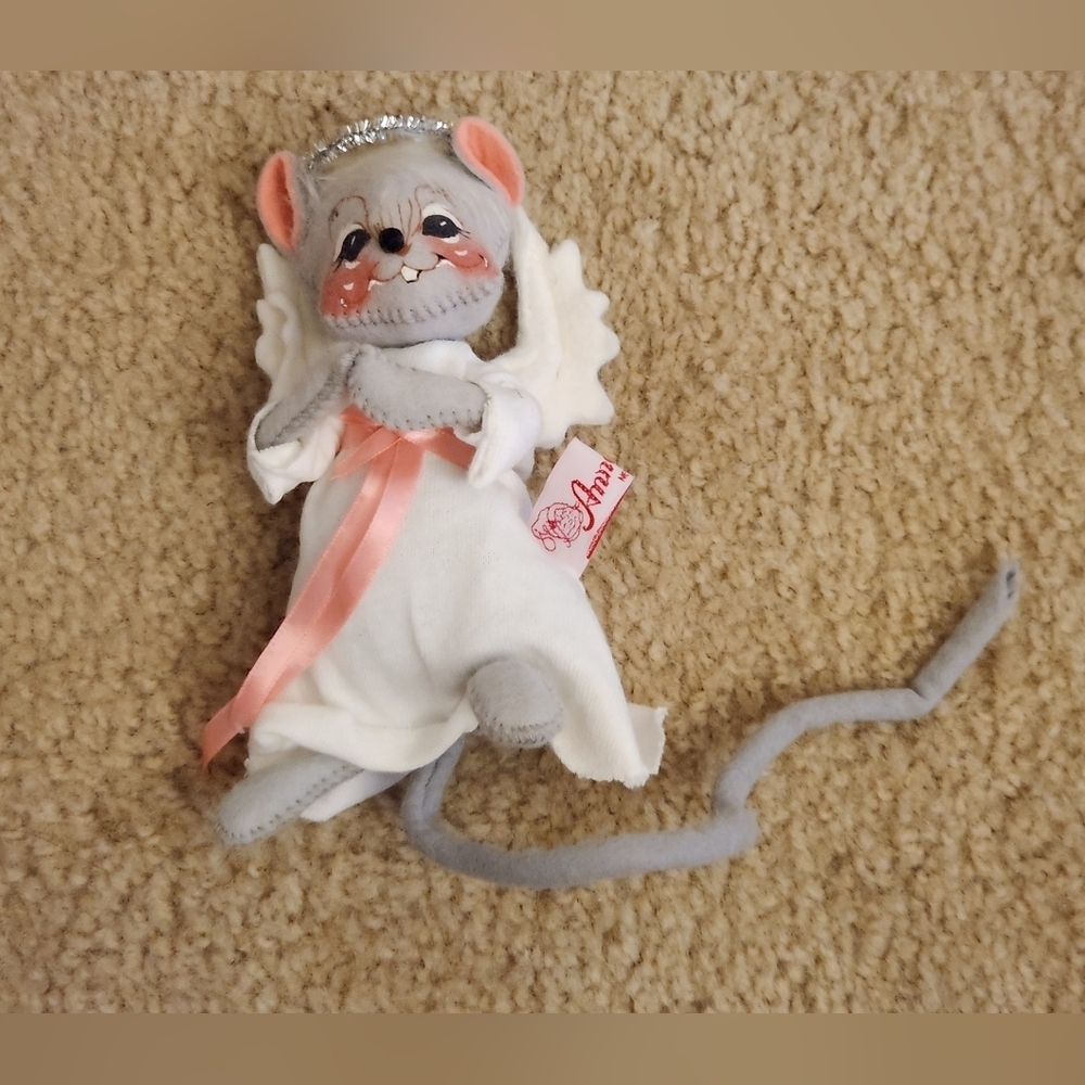 1994 Annalee Christmas Doll Angel Mouse with Wings & Silver Tinsel Halo #X‎
